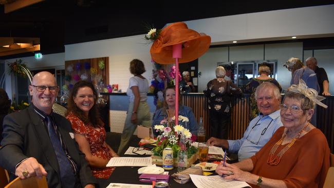 Greg Smith, Melissa Kersten, Jo Mitchell, Matt Kersten and Marion Rietdyke at the Pavilion on Melbourne Cup Day 2022.