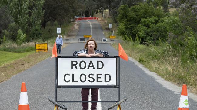 Indigo Creek Road winery owner Jemma Toohey last month after floods caused the road to be shut. Picture: Zoe Phillips