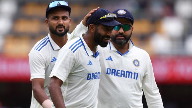 Jasprit Bumrah celebrates taking six wickets against Australia at the Gabba