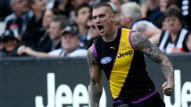 Reigning Brownlow Medallist Dustin Martin can swing a match in an instant. Picture: Darrian Traynor/AFL Media/Getty Images