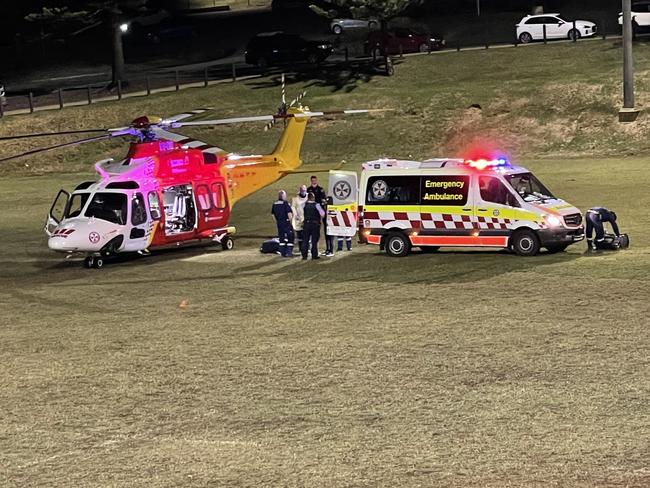 The Westpac Rescue Helicopter landed at The Haven. Picture: Fiona Killman