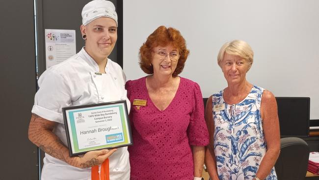 Hannah Broughton with Le-Anne Allan and Jenny Maier from the Zonta Club of Bundaberg.