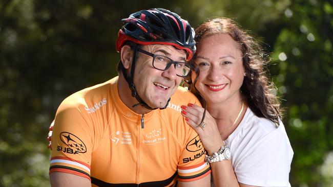 20/12/18 - Challenge Tour rider Sam Sciancalepore is riding in the race as a tribute to his wife, Anita, and her battle with cancer. Pictured at their home in Hectorville. Photo Naomi Jellicoe