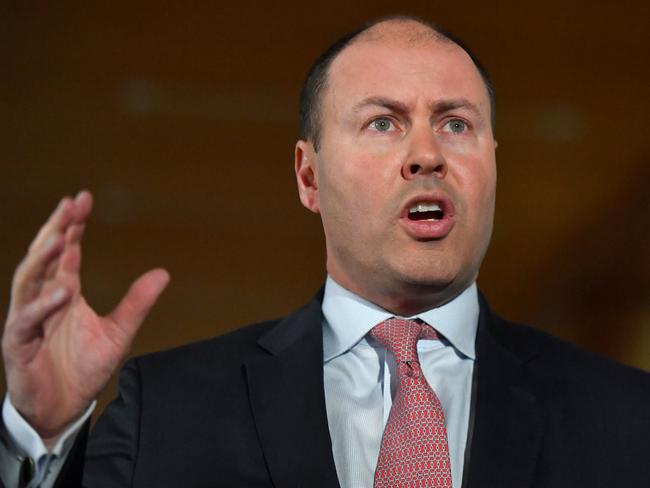 Treasurer Josh Frydenberg speaks to the media at a press conference in Canberra, Monday, April 20, 2020. (AAP Image/Mick Tsikas) NO ARCHIVING