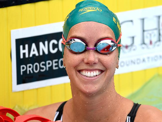 GOLD COAST, AUSTRALIA - FEBRUARY 27: Emma McKeon gives a smile during the 2018 Australian Swimming Trials Media Opportunity at the Optus Aquatic Centre on February 27, 2018 in Gold Coast, Australia.  (Photo by Bradley Kanaris/Getty Images)