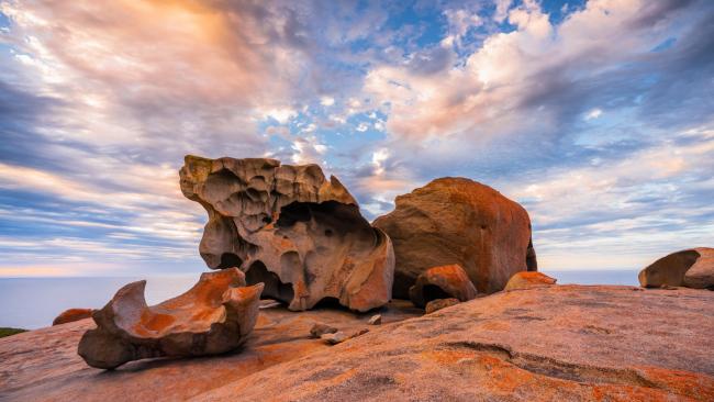 38/71Remarkable Rocks, Kangaroo Island - South Australia
A veritable set of modernist statues, these rocks were carved by nature herself; with wind and sea spray shaping their curves over millions of years. Picture: South Australia Tourism Commission / Mark Elbourne