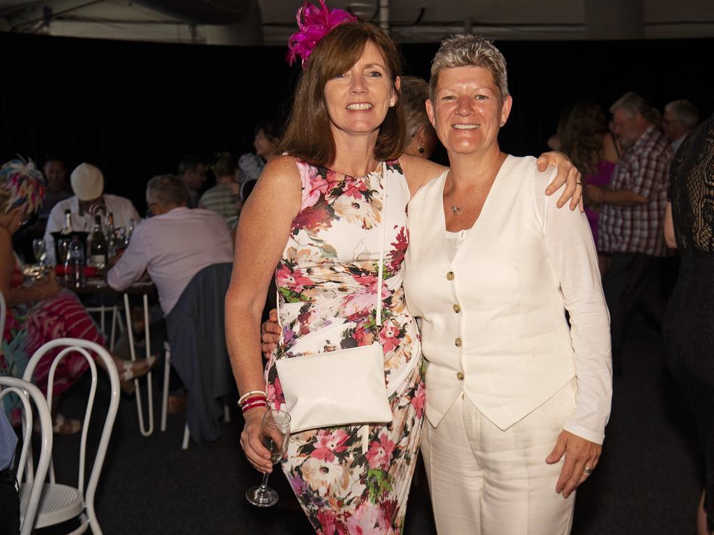 Dee Campbell and Tracy Myhill enjoys the 2019 Darwin Cup. Picture: KERI MEGELUS