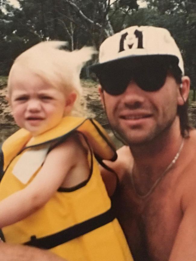 Knowles as a toddler with her dad Stuart in 1994. (Picture: Supplied)