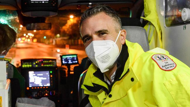 JUNE 4, 2022: South Australian Premier Peter Malinauskas spent a night with paramedics in an ambulance. PHOTO:  Brenton Edwards