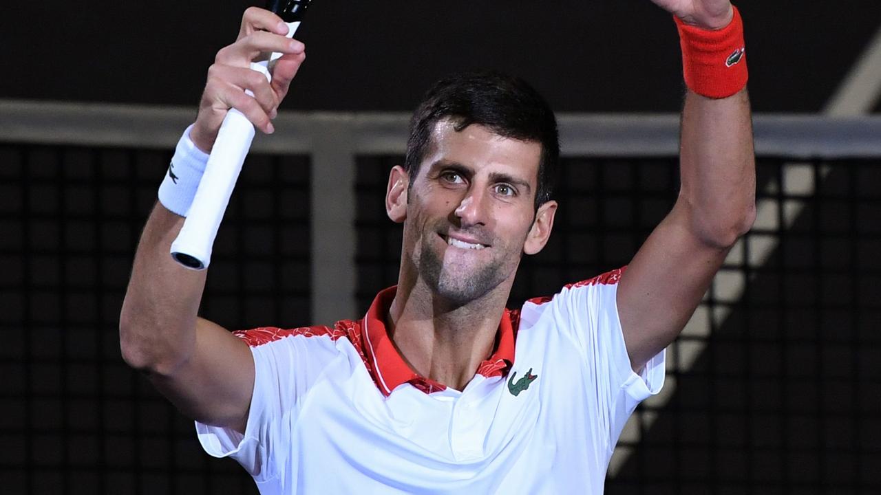 Serbia's Novak Djokovic celebrates.