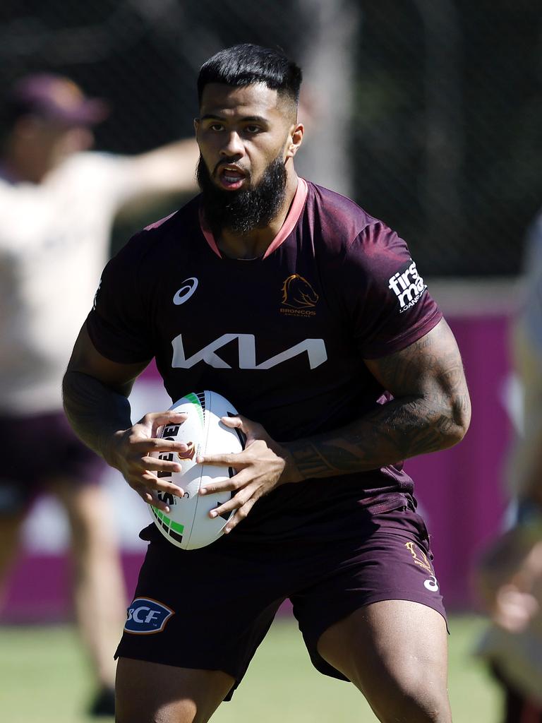 Payne Haas at broncos training. Picture: Josh Woning