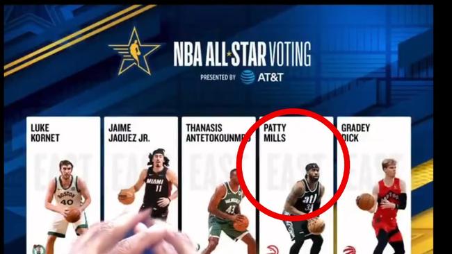 Mills' photo on the All-Star voting page instead shows Hawks teammate Wesley Matthews.