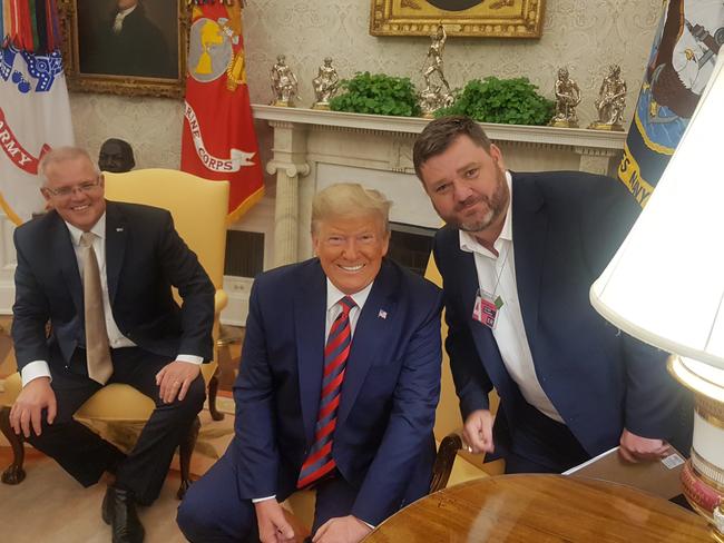 Paul Murray with US President Donald Trump and Australian Prime Minister Scott Morrison. Picture: Andrew Hough