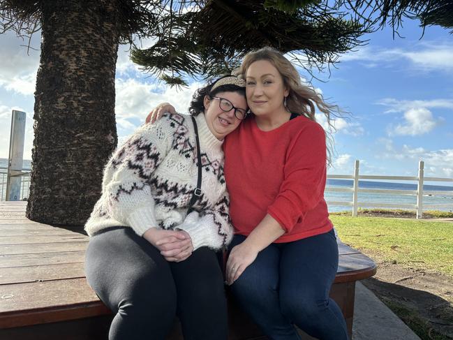 Isabella Compain with her support worker Janet Dennis-Browne. Picture: Simon McGuire.