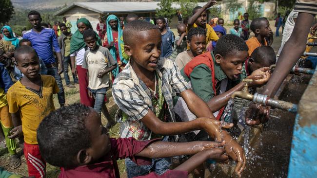 Part of the Fred Hollows project to tackle trachoma involves clean water and personal hygiene education programs. Picture: Michael Amendolia/Fred Hollows Foundation