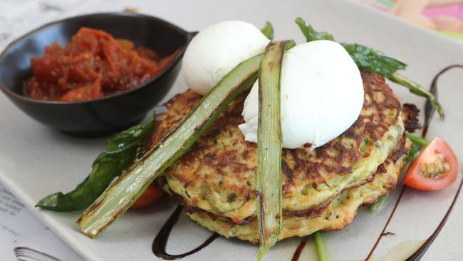 Zuchinni pancakes at Steele &amp; Co. Photo by Richard Gosling