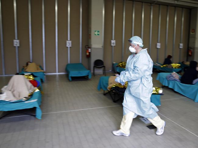 COVID-19 patients at Brescia Hospital in northern Italy. Picture: AP Photo/Luca Bruno