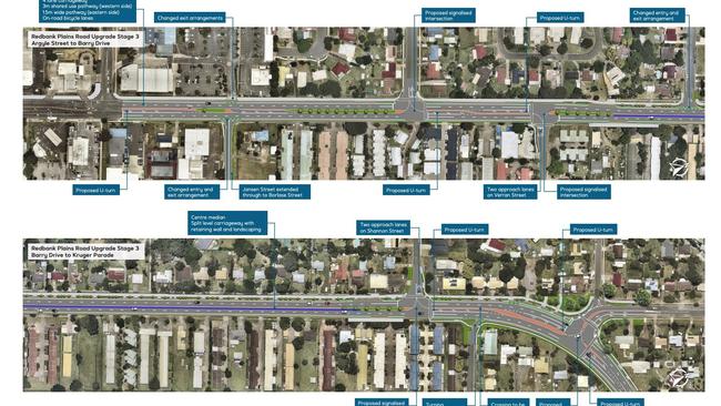 Key features of the detailed design for Redbank Plains Rd Stage 3. Picture: Ipswich City Council.