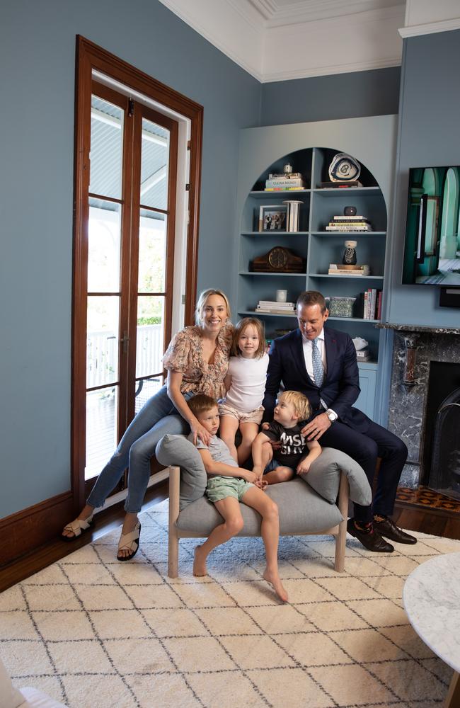 Matt Lancashire at home with his family. Picture: David Kelly