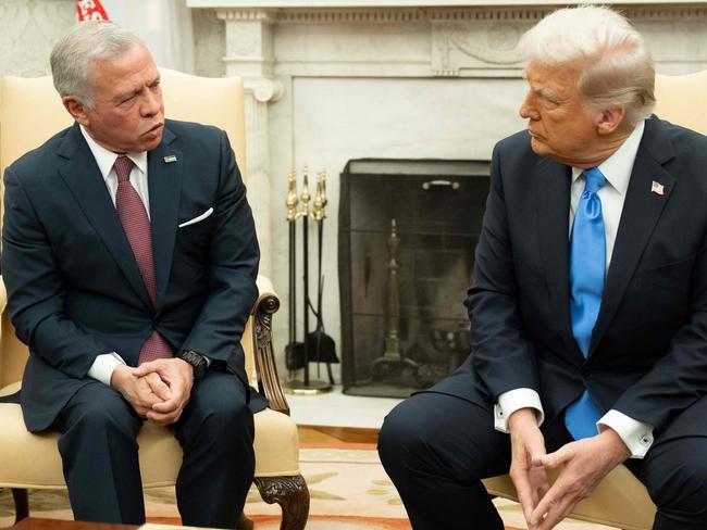 US President Donald Trump (R) meets with King Abdullah II of Jordan during a meeting in the Oval Office of the White House in Washington, DC, on February 11, 2025. (Photo by SAUL LOEB / AFP)