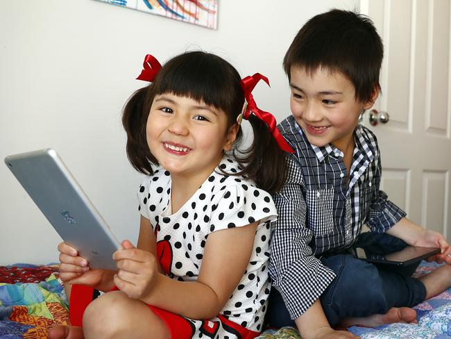 WEEKEND TELEGRAPH - 1/10/20MUST NOT PUBLISH WITHOUT CLEARING WITH WEEKEND PIC ED JEFF DARMANIN - Helen Anderson with grand children Isamu (boy) and Kiera (correct spelling) pictured at her Winston Hills home today. Picture: Sam Ruttyn