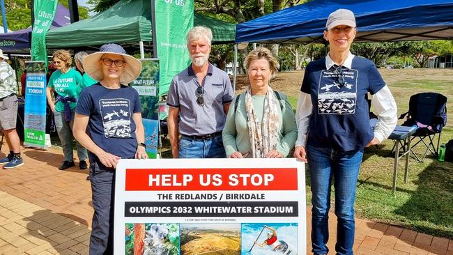 Senator Penny Allman-Payne with Redland residents who were campaigning against building the whitewater venue at Birkdale. Picture: Contributed