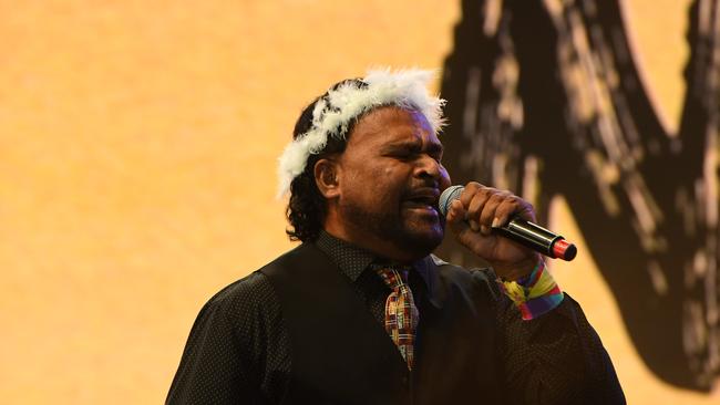 A touching tribute for the late Yolngu songman Gurrumul who was inducted into the NIMAs Hall of Fame the 2022 National Indigenous Music Awards. Picture: (A)manda Parkinson