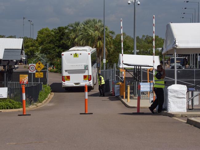 Passengers from a repatriation flight arrive at the Howard Springs quarantine facility on October 23, 2020. Picture: Lisa McTiernan/Getty Images