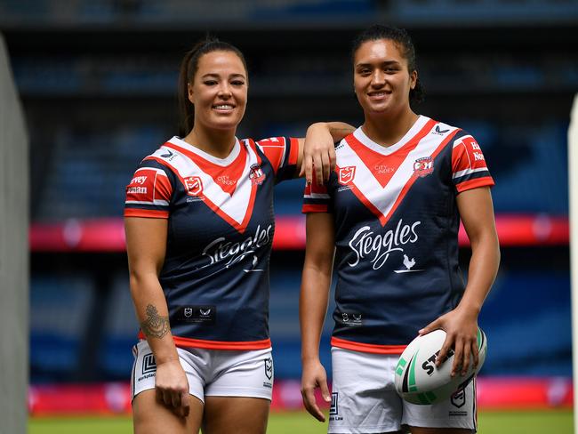 NRLW Roosters: Isabelle Kelly and Zahara Temara. Picture: NRL Images