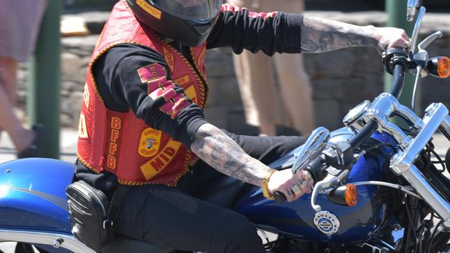 A Bandidos member on his bike. Picture: NCA NewsWire