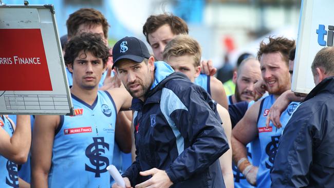 Sturt coach Martin Mattner at quarter time. Picture: AAP Image/Dean Martin