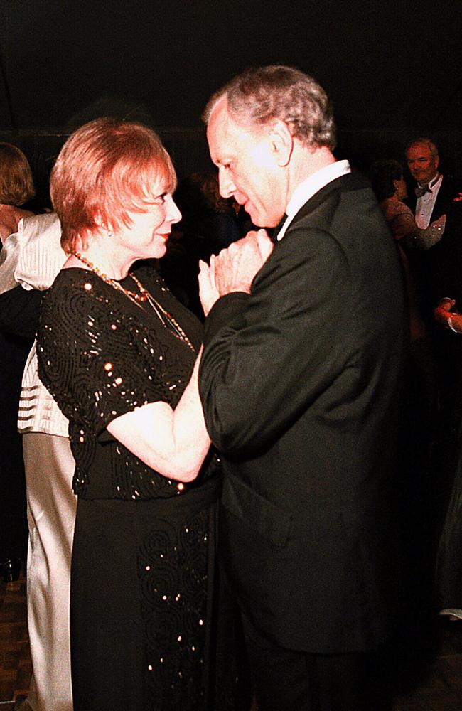 Former Liberal leader and Australian Ambassador to the US Andrew Peacock dancing with actor Shirley MacLaine at the Washington Opera Ball.