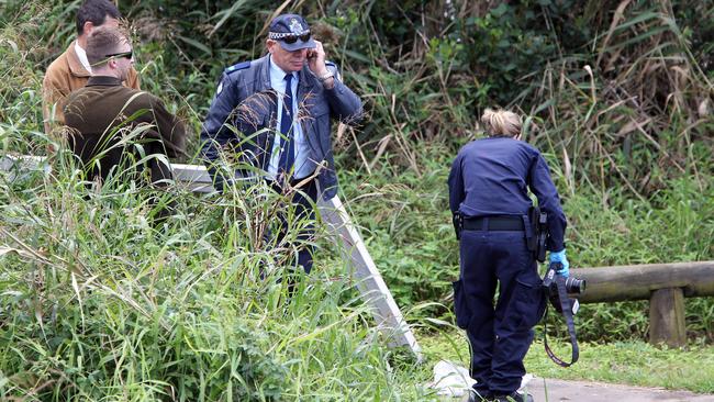 Police at Eagleby investigate the case in 2012. Pic: Annette Dew