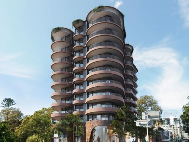 An artist impression of the proposal for 194 Oxford Street Bondi Junction. Looking east down Oxford St