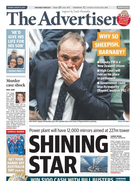 Adelaide’s Advertiser asked why Barnaby was feeling ‘sheepish’.