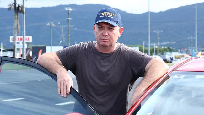 David Warner was driving on the Bruce Highway north to Cairns when his four wheel drive was ruined by a pothole near Gympie. Picture: Brendan Radke