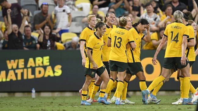 Momentum is building behind the Matildas as they prepare to host Australia’s first Women’s World Cup. Picture: Ian Hitchcock/Getty Images.