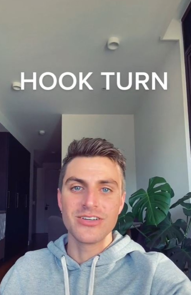 Hook turns have previously been described as ‘stupid’ and Adam isn’t a fan either. Picture: TikTok/amfoskey