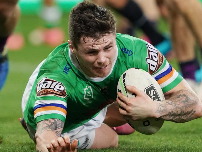 John Bateman scores a try for the Raiders. Picture: AAP/Michael Dodge