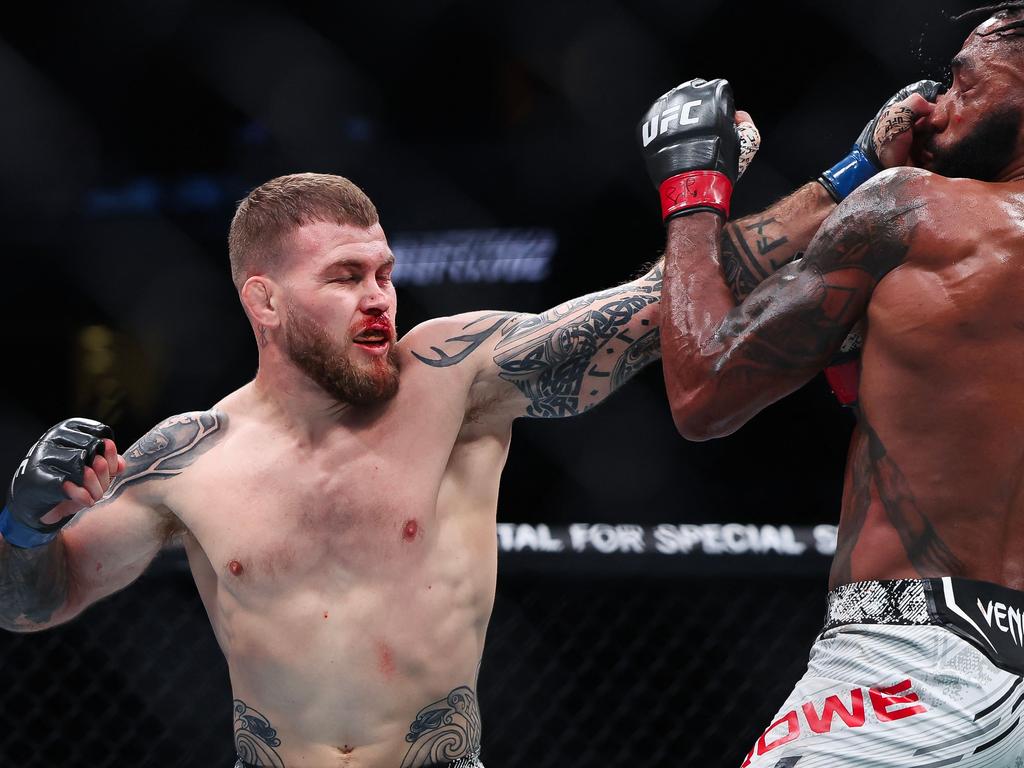 Matthews vs. Phil Rowe during UFC 302 last year. Picture: Luke Hales/Getty Images via AFP