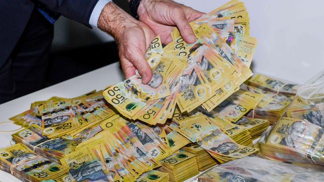 $1.9m cash seized during Operation Ironside. Picture: NCA NewsWire / Brenton Edwards