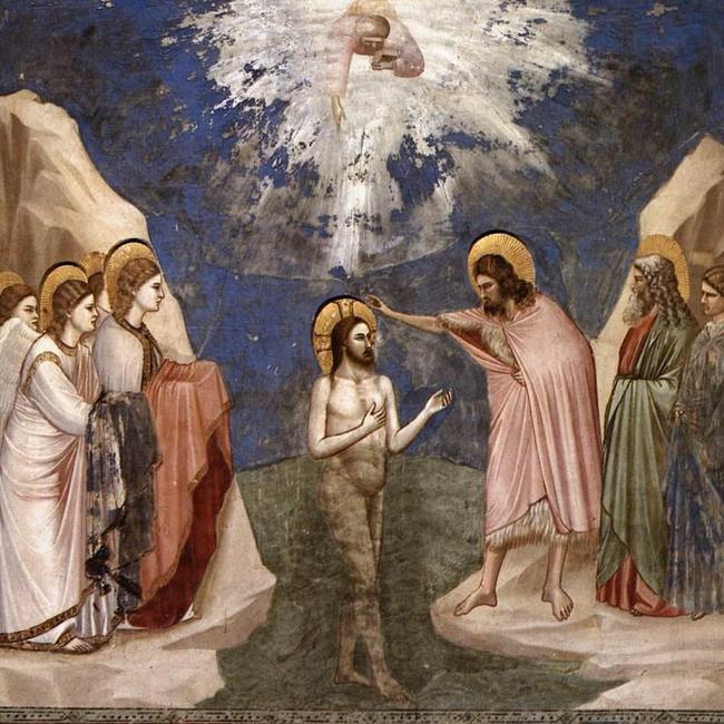 The Baptism of Christ (Scrovegni Chapel) by Giotto. London, National Gallery.