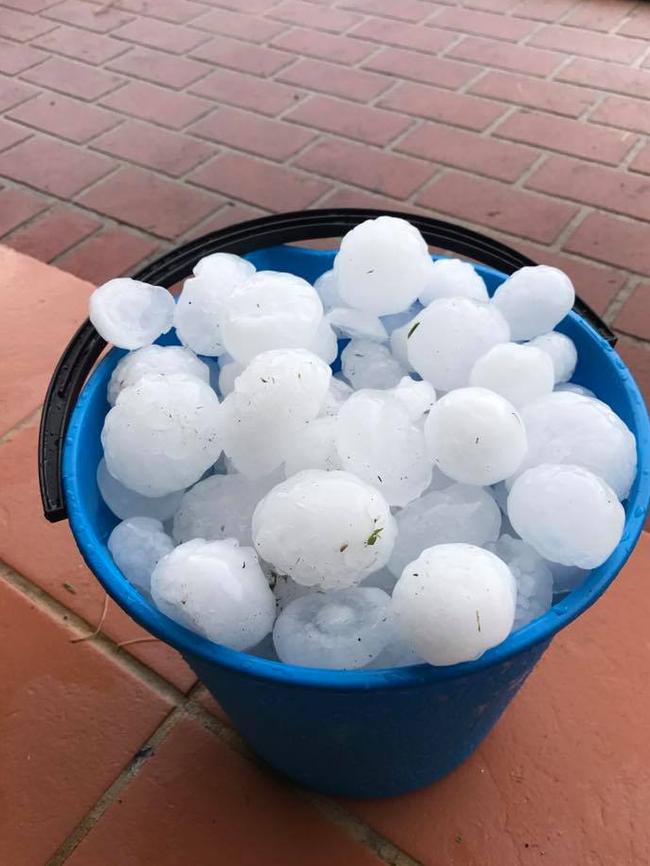 A bucket of hailstones posted on The Rouse Hill Times Facebook page.