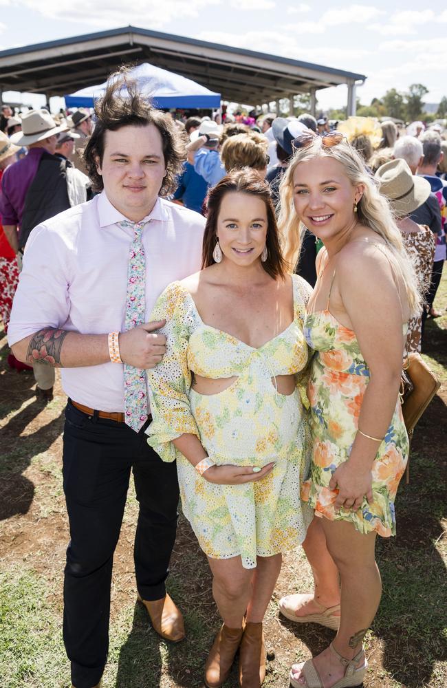 At the Clifton Races are (from left) Bryan Butler, Lyndsay Morris and Chantelle Slater, Saturday, October 28, 2023. Picture: Kevin Farmer