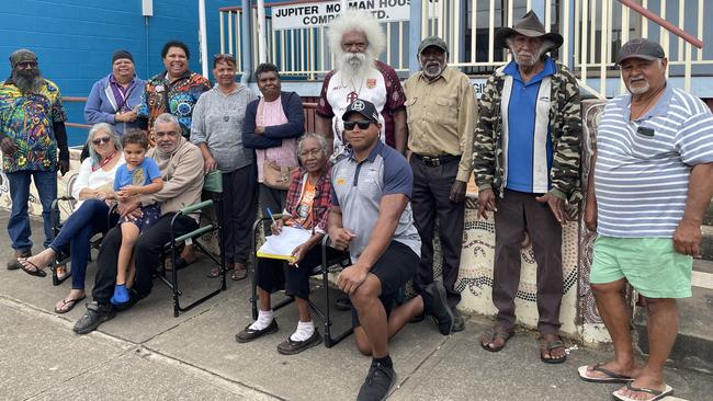 Traditional owners outside the Jupiter Mosman Housing Company office. 2021.