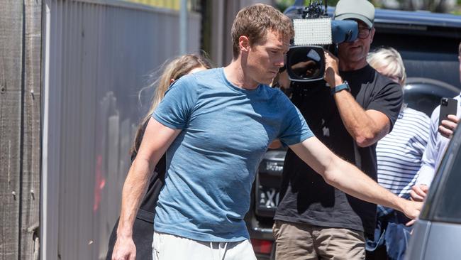 Rohan Dennis leaving his Medindie house today. 2nd January 2024. Picture: Brett Hartwig