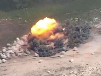 Explosions then engulfed the beach as Ukraine unleashed five HIMARS missiles. Picture: East2West