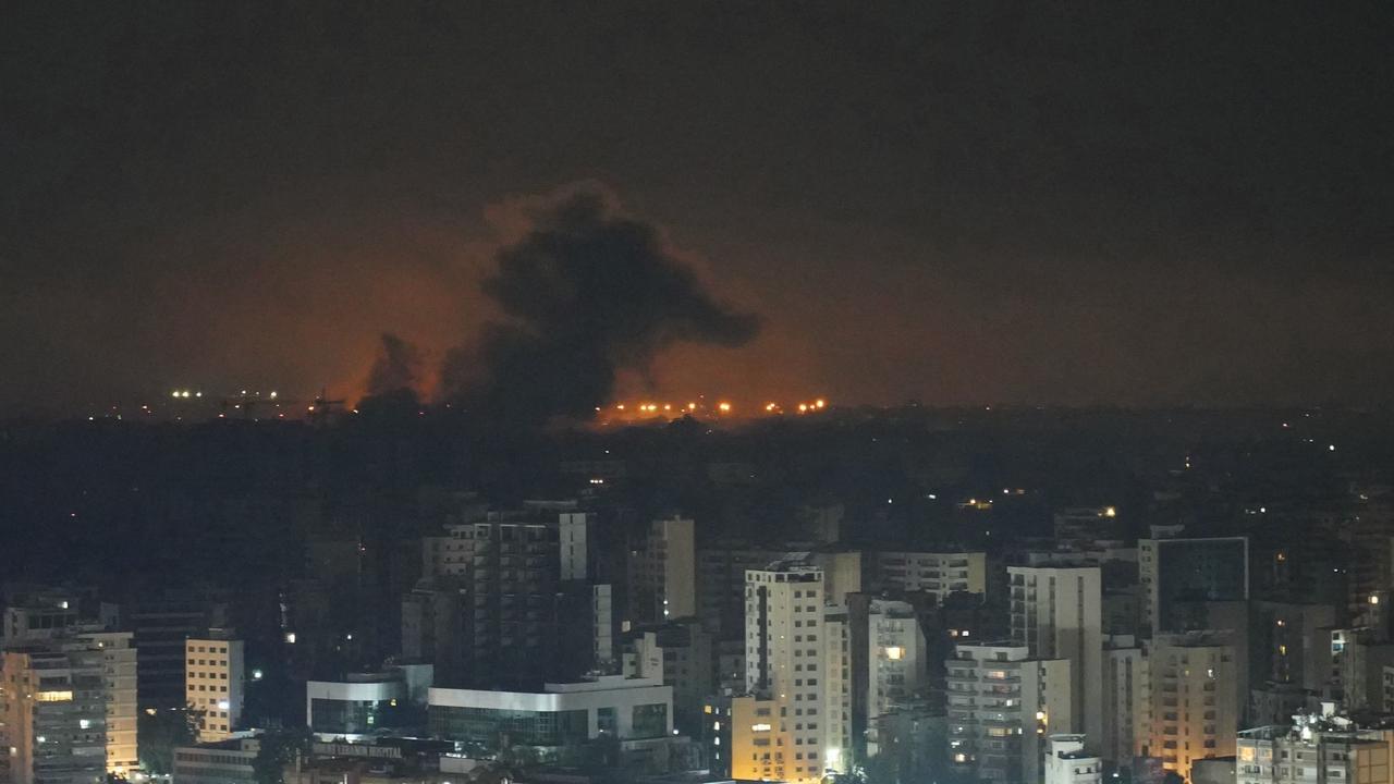 Smoke rises after an Israeli airstrike in southern Beirut. Picture: Etienne Torbey/AFP