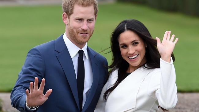 Prince Harry and Meghan Markle after announcing their engagement in November. Picture: Eddie Mulholland