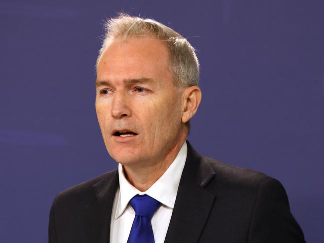 SYDNEY, AUSTRALIA - NewsWire Photos JUNE 13, 2024: David Coleman Federal Member For Banks Shadow Minister for Communications pictured speaking at a press conference at the Commonwealth Parliamentary Offices in Sydney.Picture: NewsWire / Damian Shaw